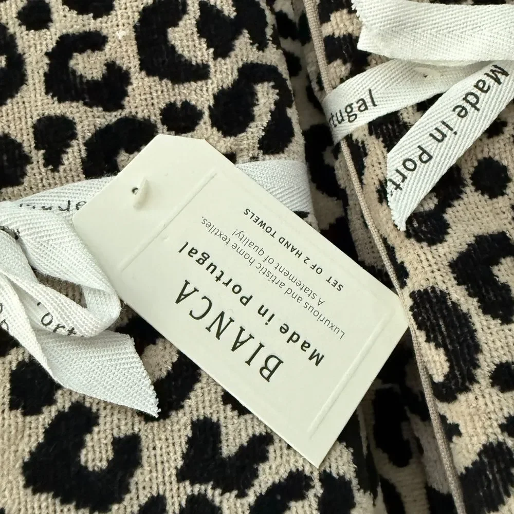 Bianca Portugal Leopard Towel Set 6pc Luxury Bath Hand Tip Towels reversable